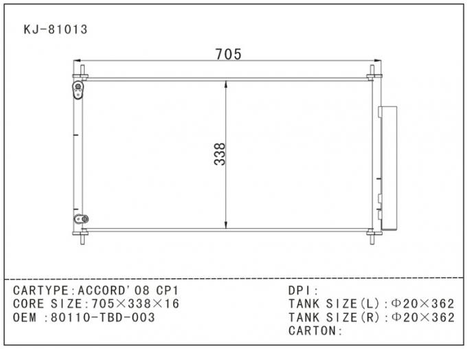 Automotive 2008 GP 1 Honda Accord Condenser Replacement OEM 80110 TBD