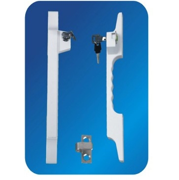 ABS / Aluminum Alloy White Black Gray Flat Freezer Door Handle with Lock 37 330mm