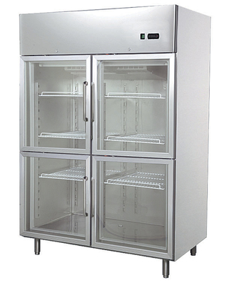 Industrial 1200L Glass Four Door Refrigerator With Low Consumption , 1400x890x2050