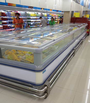 Saving Energy 1200L Commercial Display Freezer , Supermarket Island Freezer -18°C 1200W