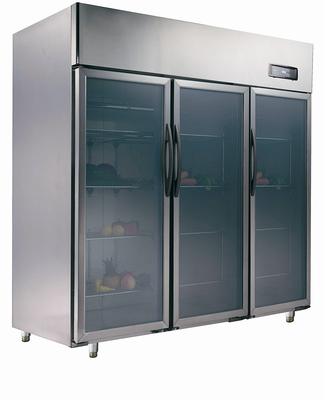 1500L Asian Three Glass Door Commercial Grade Refrigerators , 1830x800x1930