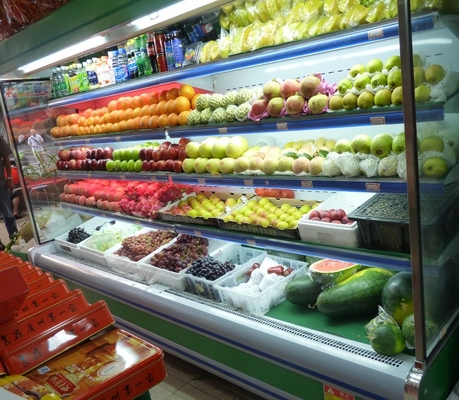 Commercial Upright Display Fridge , Remote Multi deck Chiller 10m Length