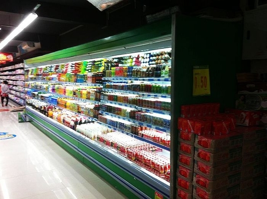 Commercial Upright Display Fridge , Remote Multi deck Chiller 10m Length