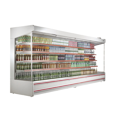 White / Red Upright Open Chiller Supermarket Showcase With Big Capacity For Store