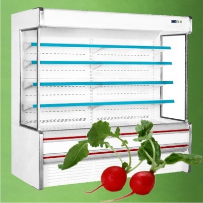 White / Red Upright Open Chiller Supermarket Showcase With Big Capacity For Store