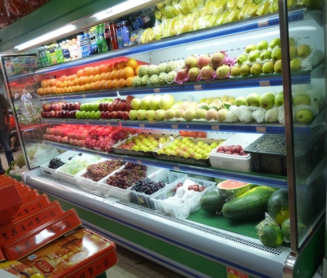 Energy Saving Multideck Open Chiller , Grocery Fruit and Vegetable Display Showcase