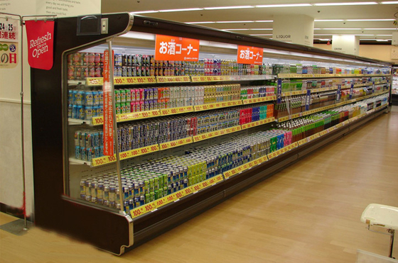 Supermarket Multi-desk Open Chiller / Reach-in Beverage Cooler 2℃ - 10℃