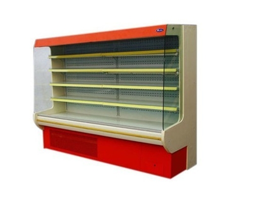 White / Red Multideck Open Chiller Supermarket Showcase with Auto Frost Function