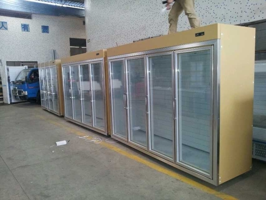 Gold Cool Storage Room Glass Display Fridge For Beverage And Milk