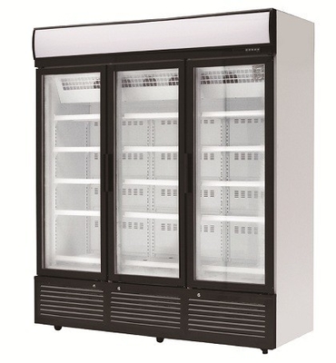 Black R404a Upright Glass Door Freezer For Ice Cream Refrigeration