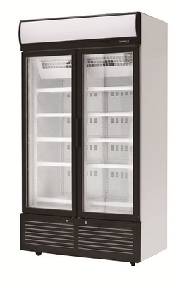 2 Door Free Standing Glass Door Freezer 5 Layers Shelf Height Free Adjusted