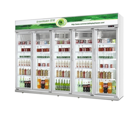 White Large Commercial Glass Door Freezer 5 Glass Door For Beverage Cooler