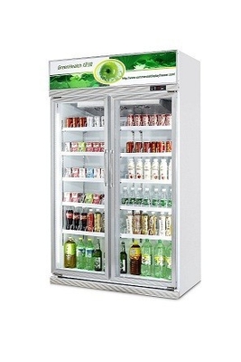 Professional Two Glass Door Refrigerator Freezer Display Showcase