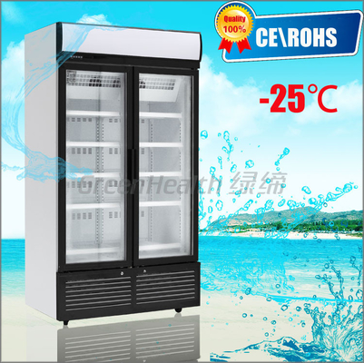 2 Glass Hinge Door Vertical Freezer , Sliding Glass Door Freezer