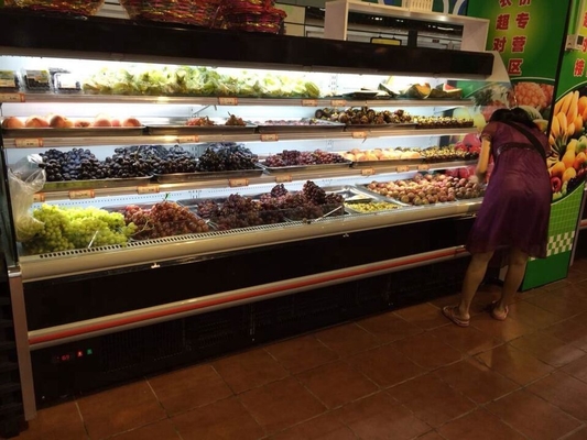 Black Open Counter Display Fridge For Fruits Self Contained Cooling