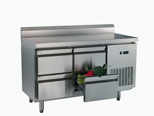 Industrial Four Drawer Under Counter Freezers With Backrest , 1355 x700x850