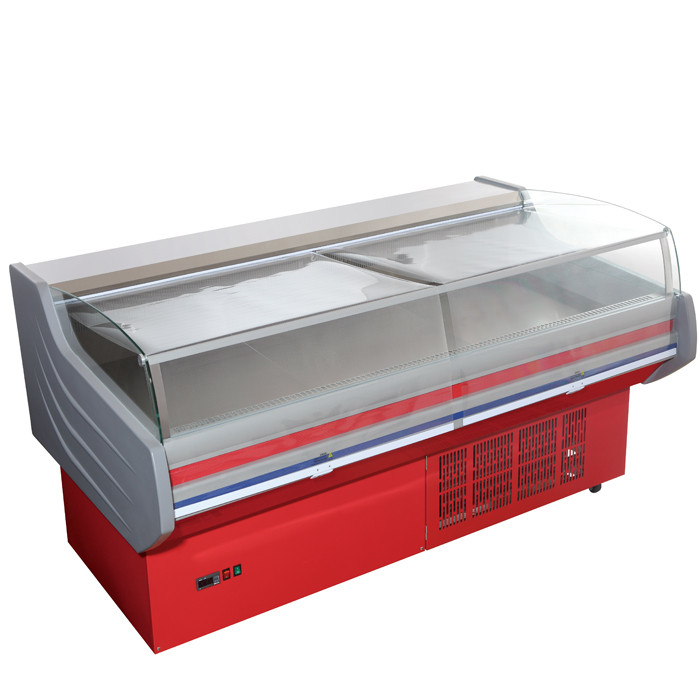 Store Frost Free Meat Display Refrigerator Counter CE ROHS With Curved Glass