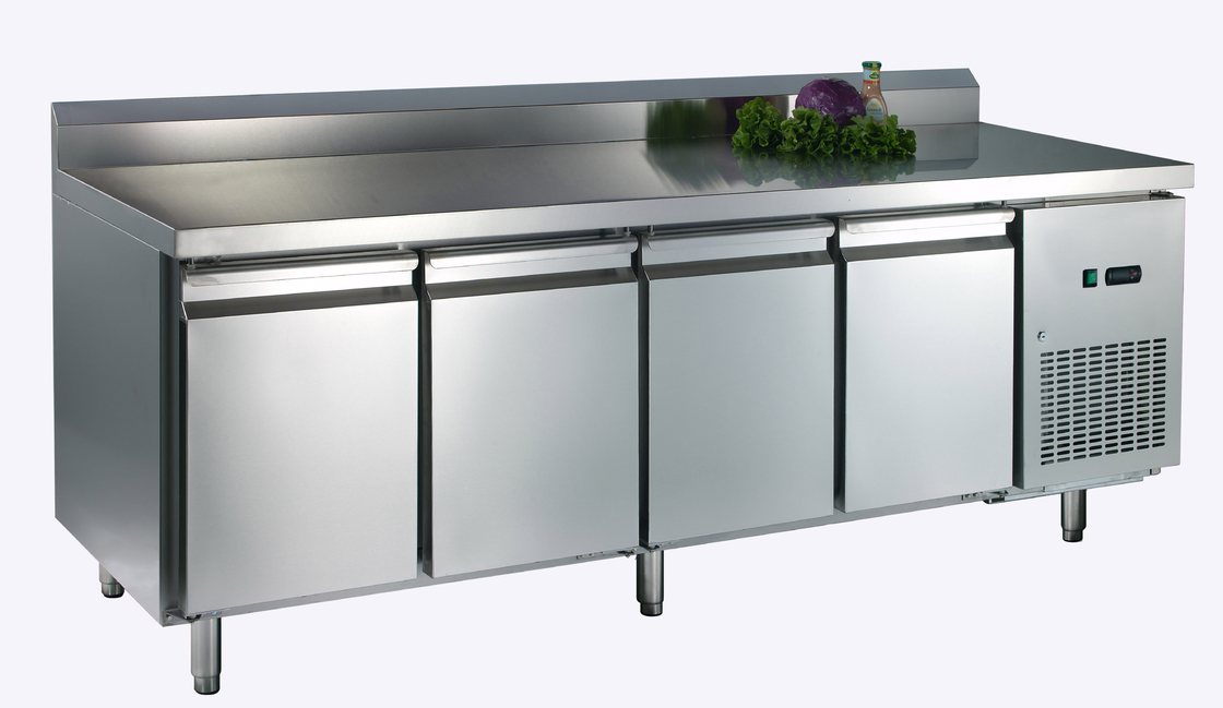 Low Consumption Ventilated Pizza Prep Cooler For Hotel , Refrigerated Pizza Prep Counter With Backrest