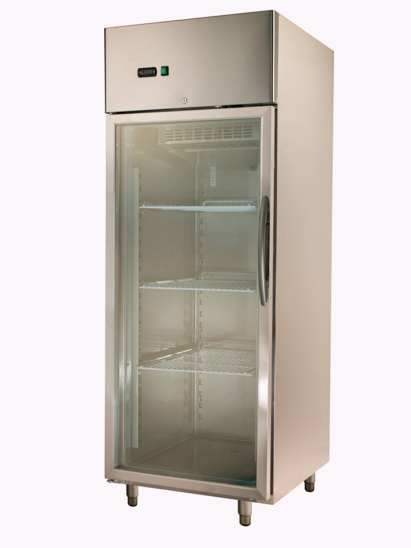 Stainless Steel Upright Glass Front Refrigerator With Single Door , ≤-18℃