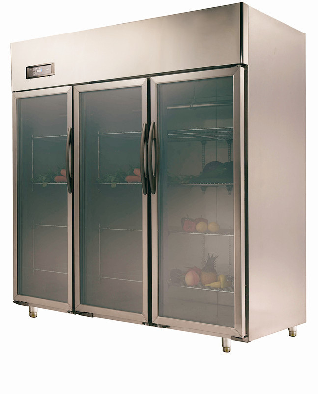 1550L Asian Glass Door Refrigerators , 3 Door Freezer For Commercial