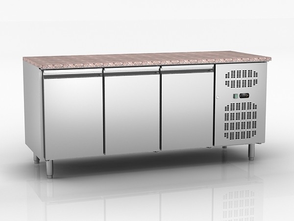 3 Door Under Counter Refrigerator Freezer With Granite Working Top GN3100BT